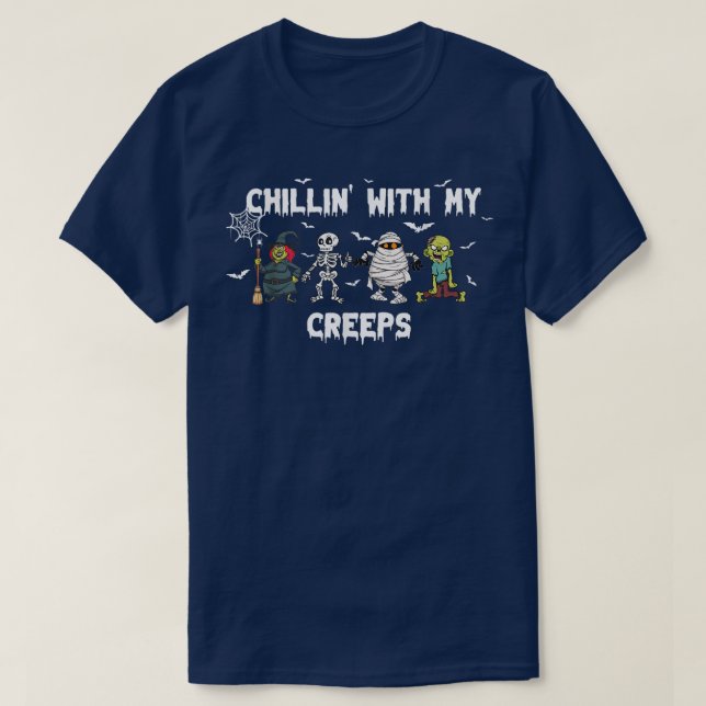 T-shirt Chillin Avec Mes Creeps Zombie Halloween Skeleton  (Design devant)