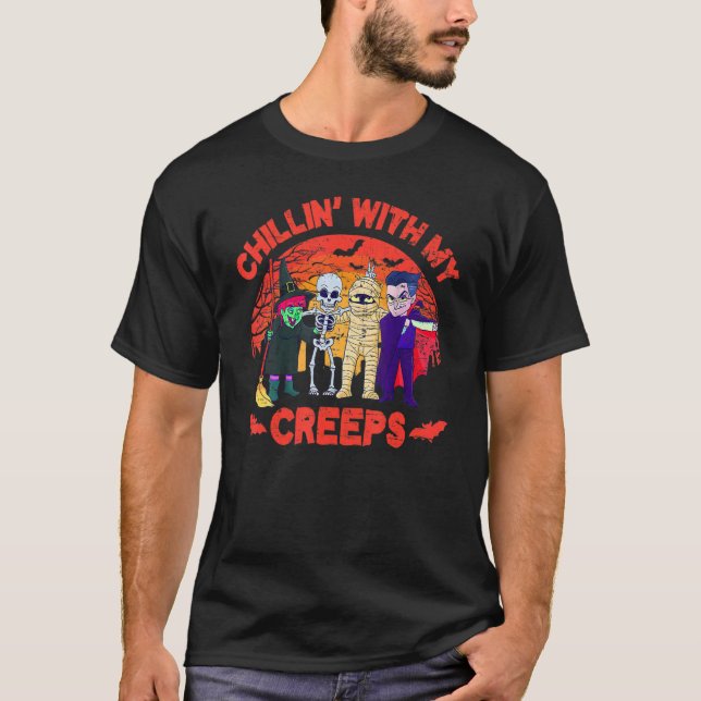 T-shirt Chillin avec mes crèmes Vampire Halloween Squelett (Devant)