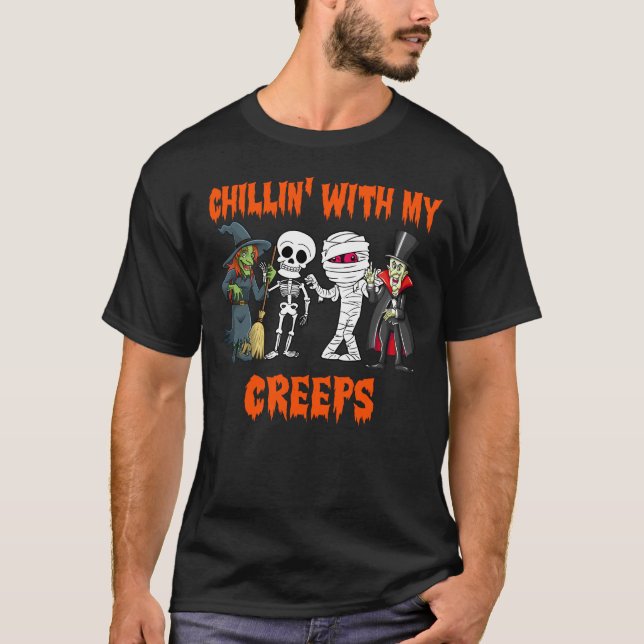 T-shirt Chillin avec mes cris Vampire Halloween Skeleton (Devant)
