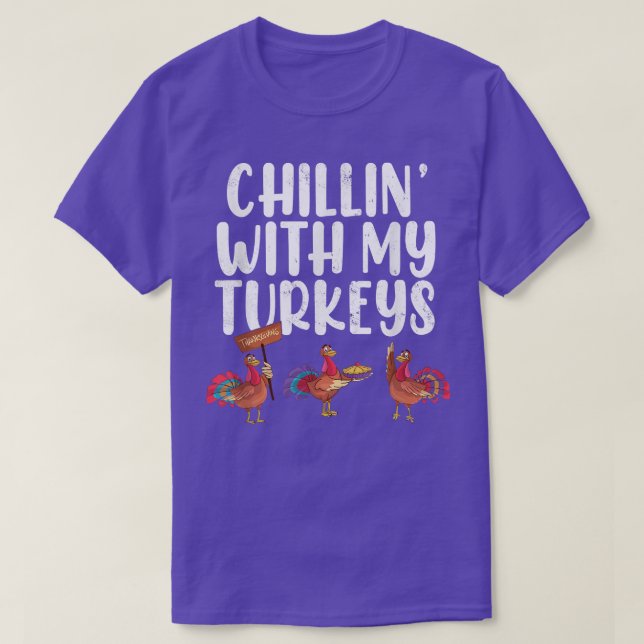 T-shirt Chillin' Avec Mes Dindons Drôle Thanksgiving Maman (Design devant)