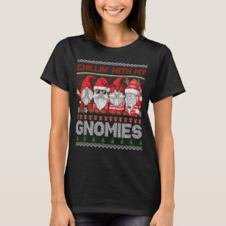 T-shirt Chillin Avec Mes Gnomes Gnome Laide Dans Le Rouge