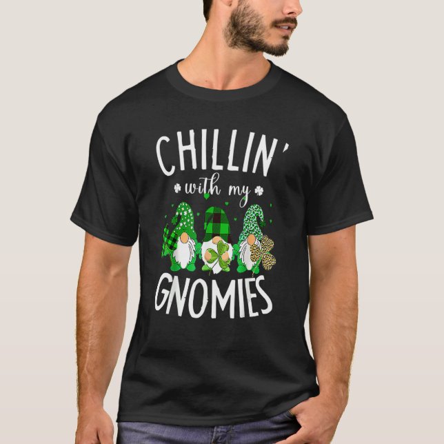 T-shirt Chillin Avec Mes Gnomes Leopard Buffalo Plaid St P (Devant)