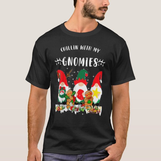 T-shirt Chillin Avec Mes Gnomes Noël Noël Noël Joyeux Pyja (Devant)