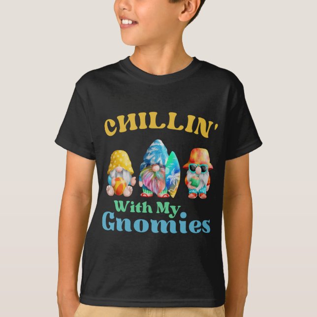 T-shirt Chillin avec mes gnomes Plage gnomes avec surf (Devant)
