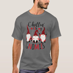 T-shirt Chillin' Avec Mes Gnomes Plaid Xmas Correspondant 