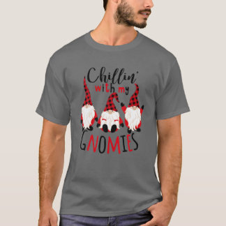 T-shirt Chillin' Avec Mes Gnomes Plaid Xmas Correspondant 