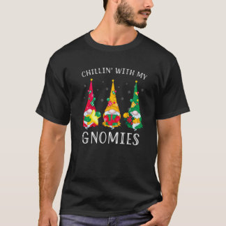 T-shirt Chillin Avec Mes Gnomes Trois Gnomes Noël Cos