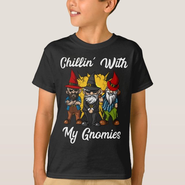 T-shirt Chillin Avec Mes Gnomies Drôle Jardin Gnomes (Devant)