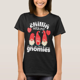 T-shirt Chillin avec mes Gnomies mignons Gnomes Coeur Roug