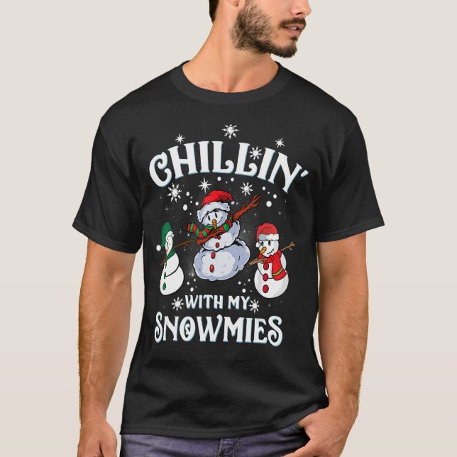 T-shirt Chillin Avec Mes Neiges Famille Pajamas Snowman Ch (Devant)