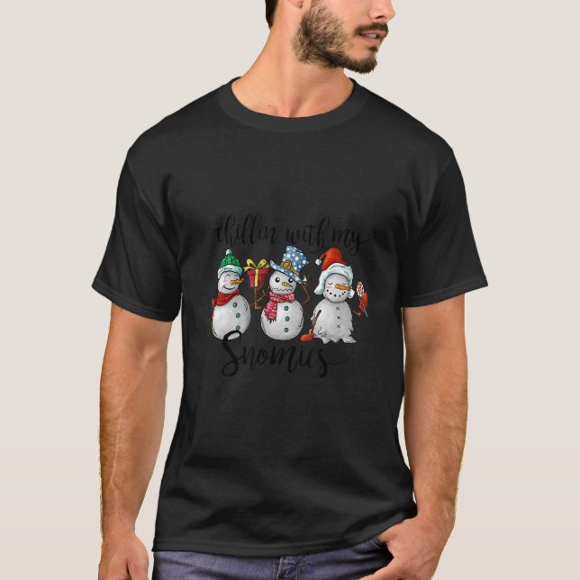 T-shirt Chillin' Avec Mes Neiges Mignons Snowmen Noël (Devant)