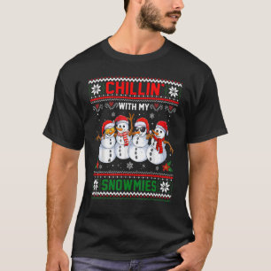 T-shirt Chillin' Avec Mes Neiges Snowman Noël