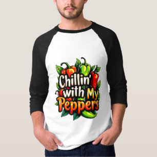 T-shirt Chillin' avec mes poivrons - Graphisme chili color
