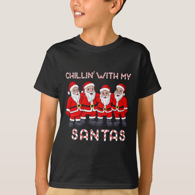 T-shirt Chillin Avec Mes Santas Noël Garçons Filles Enfant (Devant)