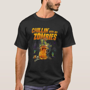 T-shirt Chillin Avec Mes Zombies Boire Bière Halloween