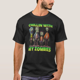 T-shirt Chillin Avec Mes Zombies Enfants Garçons Drôle Hal