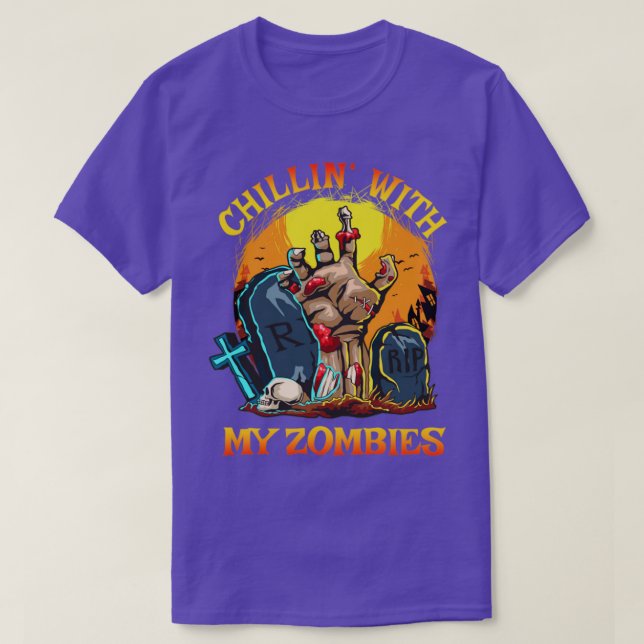 T-shirt Chillin Avec Mes Zombies Halloween (Design devant)
