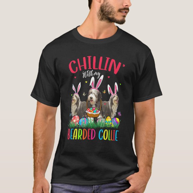 T-shirt Chillin' Avec Mon Collie Arboré Oeufs De Pâques Jo (Devant)