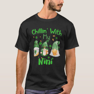 T-shirt Chillin Avec Mon Nini Green Plaid Gnomes St Patric