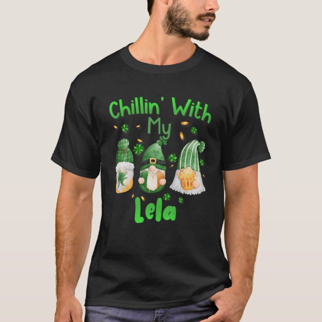 T-shirt Chillin avec My Lela Green Plaid Gnomes St Patrick (Devant)