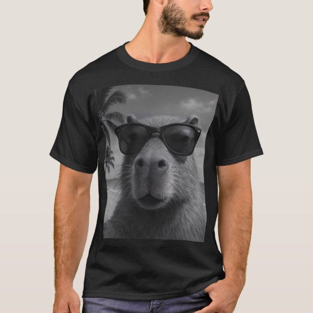 T-shirt Chillin' Capybara Beach Selfie Lunettes de soleil  (Devant)