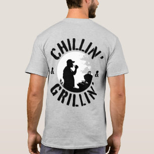 T-shirt Chillin’ & Grillin’ Noir Timbre avant et arrière