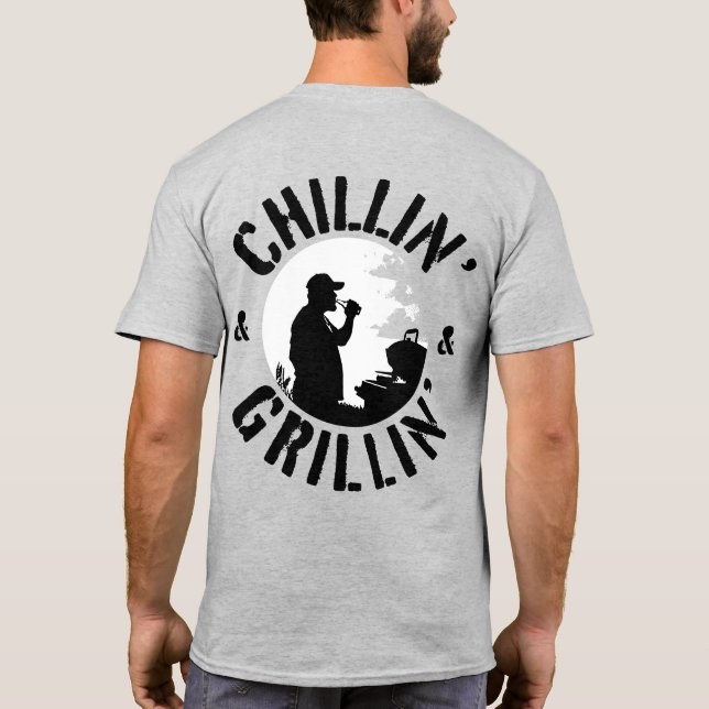 T-shirt Chillin’ & Grillin’ Noir Timbre avant et arrière (Dos)