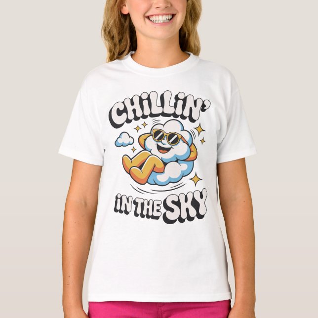 T-shirt Chillin' in the Sky Retro Cloud Design pour l'été (Devant)