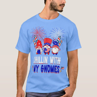 T-shirt Chillin' with Gnomies Three Gnomes American Flag 4
