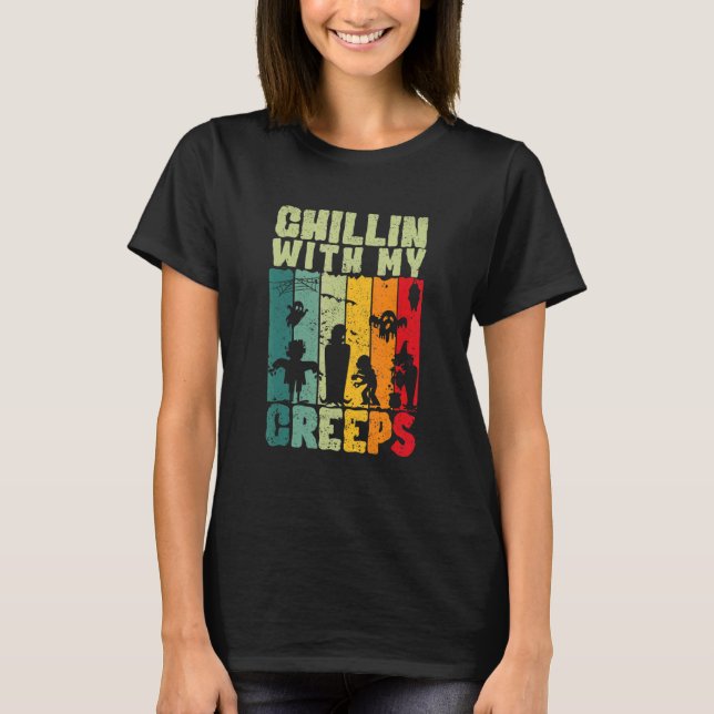 T-shirt Chillin With My Creeps Vampire Halloween Monster G (Devant)