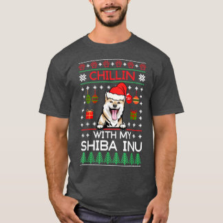 T-shirt Chillin With My Shiba Inu Santa Ugly Christmas Swe