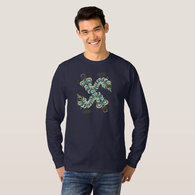 T-shirt Chimera - Peacock Seahorse Unisex long manches (Devant entier)