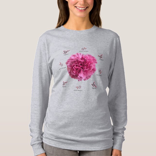 T-shirt Chimie de l'œillet rose Science Fleur (Devant)