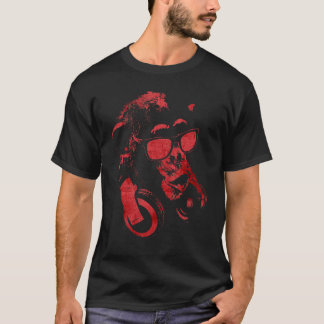 T-shirt Chimie De Singe Avec Lunettes De Soleil Et Casque 