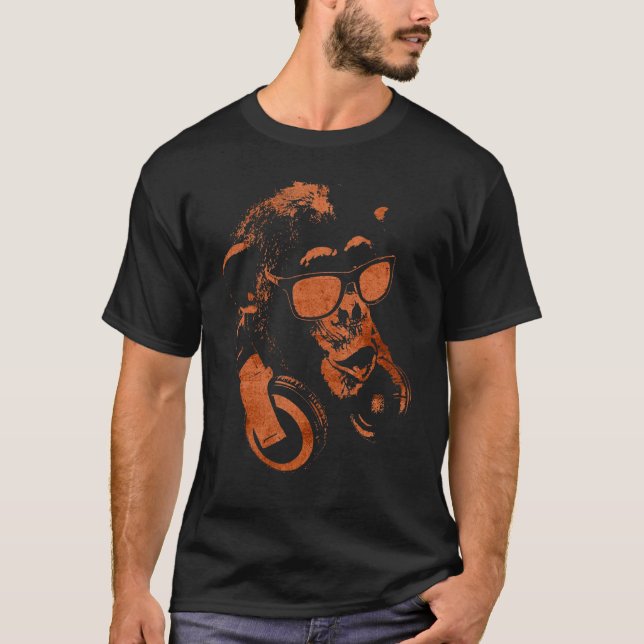 T-shirt Chimie De Singe Avec Lunettes De Soleil Et Casque (Devant)
