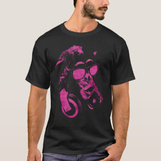 T-shirt Chimie De Singe Avec Lunettes De Soleil Et Casque 