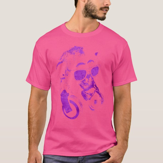 T-shirt Chimie De Singe Avec Lunettes De Soleil Et Casque  (Devant)