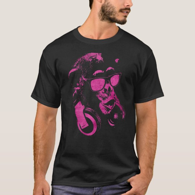 T-shirt Chimie De Singe Avec Lunettes De Soleil Et Casque  (Devant)