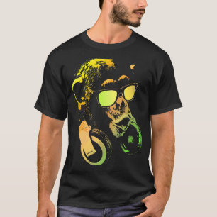 T-shirt Chimie De Singe Avec Lunettes De Soleil Et Casque