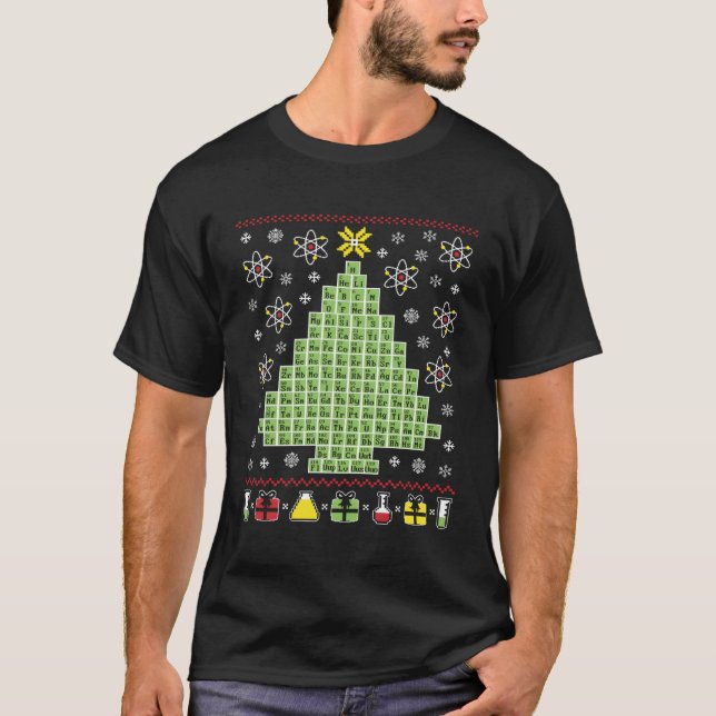 T-shirt Chimie Douleur moche Xmas Tableau Périodique Scien (Devant)