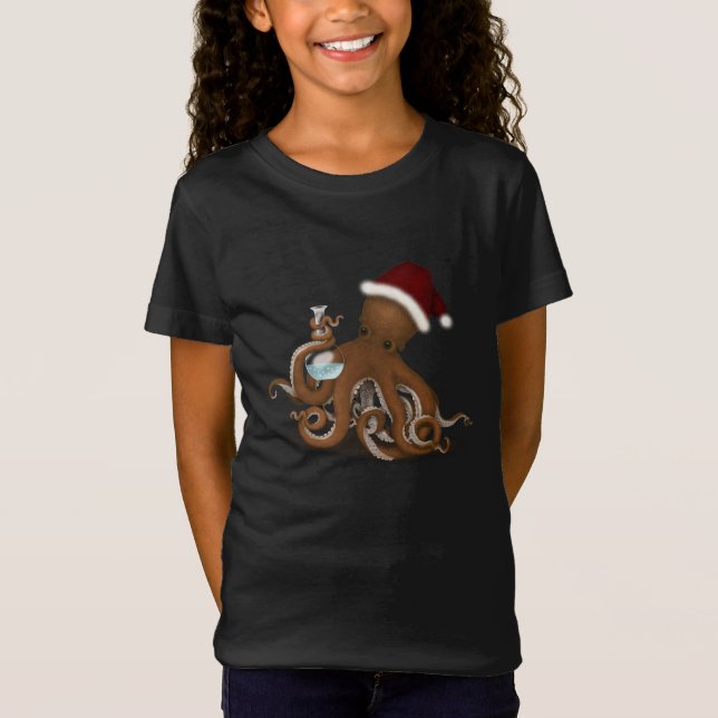 T-Shirt Chimie Octopus à Santa Hat Steampunk Noël (Devant)