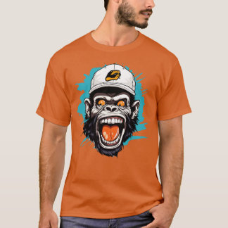 T-shirt Chimp Portant Un Casquette de baseball