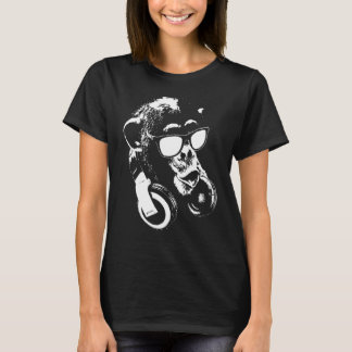 T-shirt Chimpanzé avec casque audio et lunettes de soleil