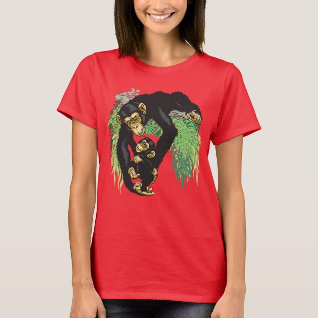 T-shirt chimpanzé avec le bébé (Devant)