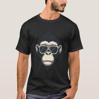 T-shirt Chimpanzé Avec Lunettes De Soleil Élégant Primate