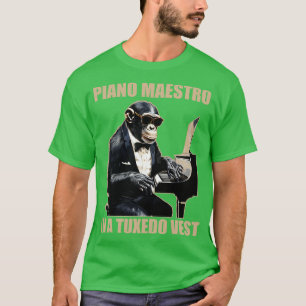 T-shirt Chimpanzé Chimp Piano Maestro Dans Un Veste Tuxedo