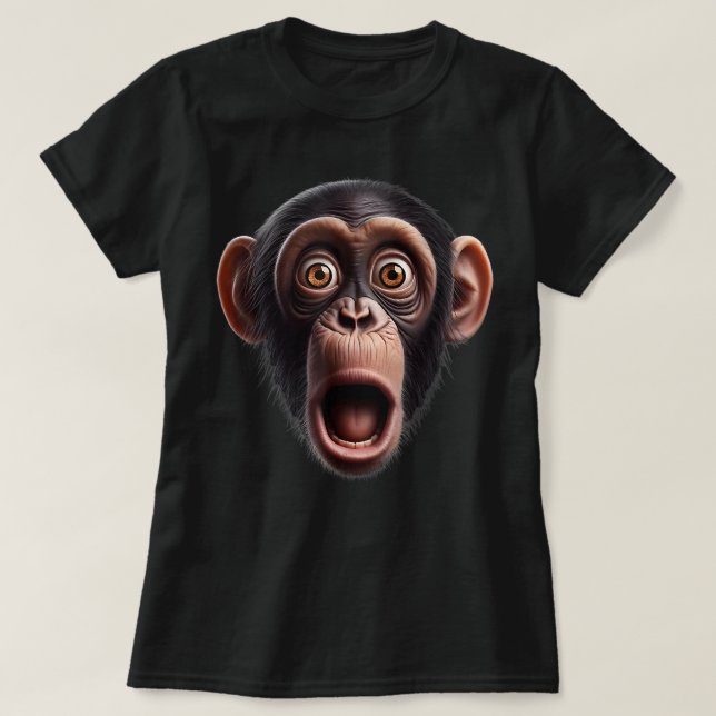 T-shirt Chimpanzé drôle de visage de singe (Design devant)