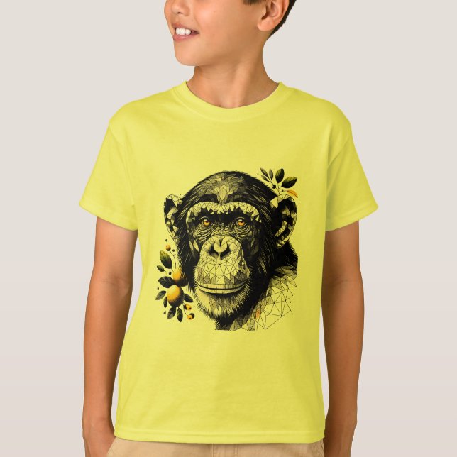 T-shirt Chimpanzé géométrique avec citrons Imprimer (Devant)