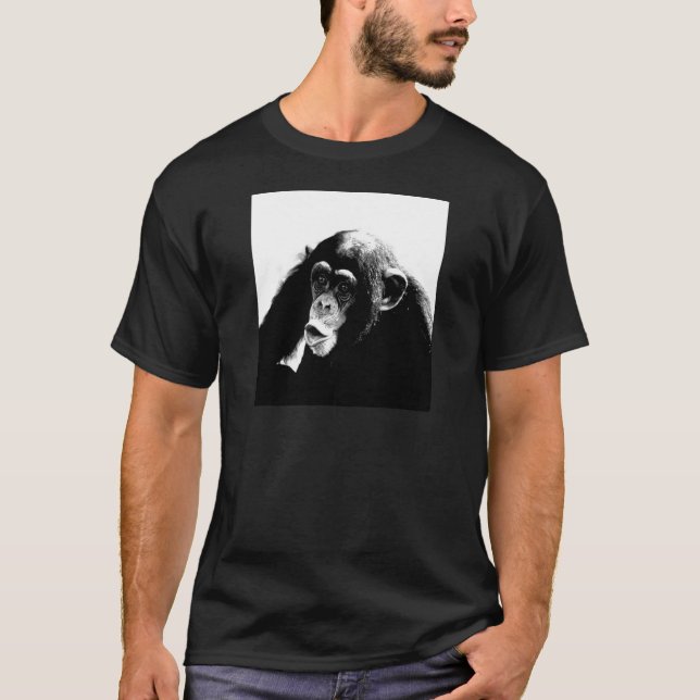 T-shirt Chimpanzé noir blanc (Devant)