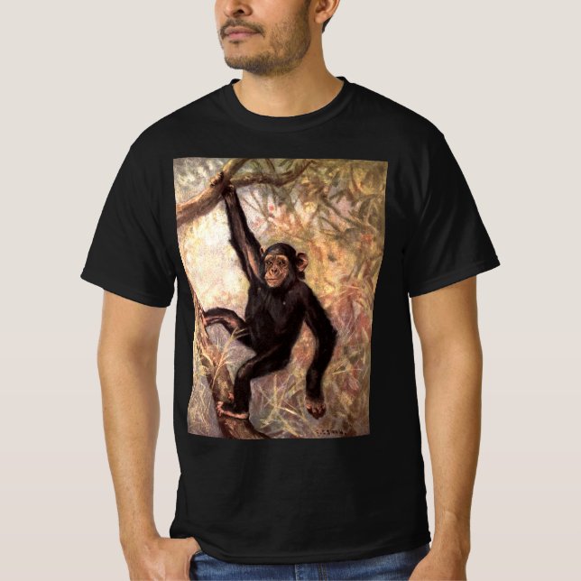 T-shirt Chimpanzé par CE Swan, Animaux sauvages de la jung (Devant)